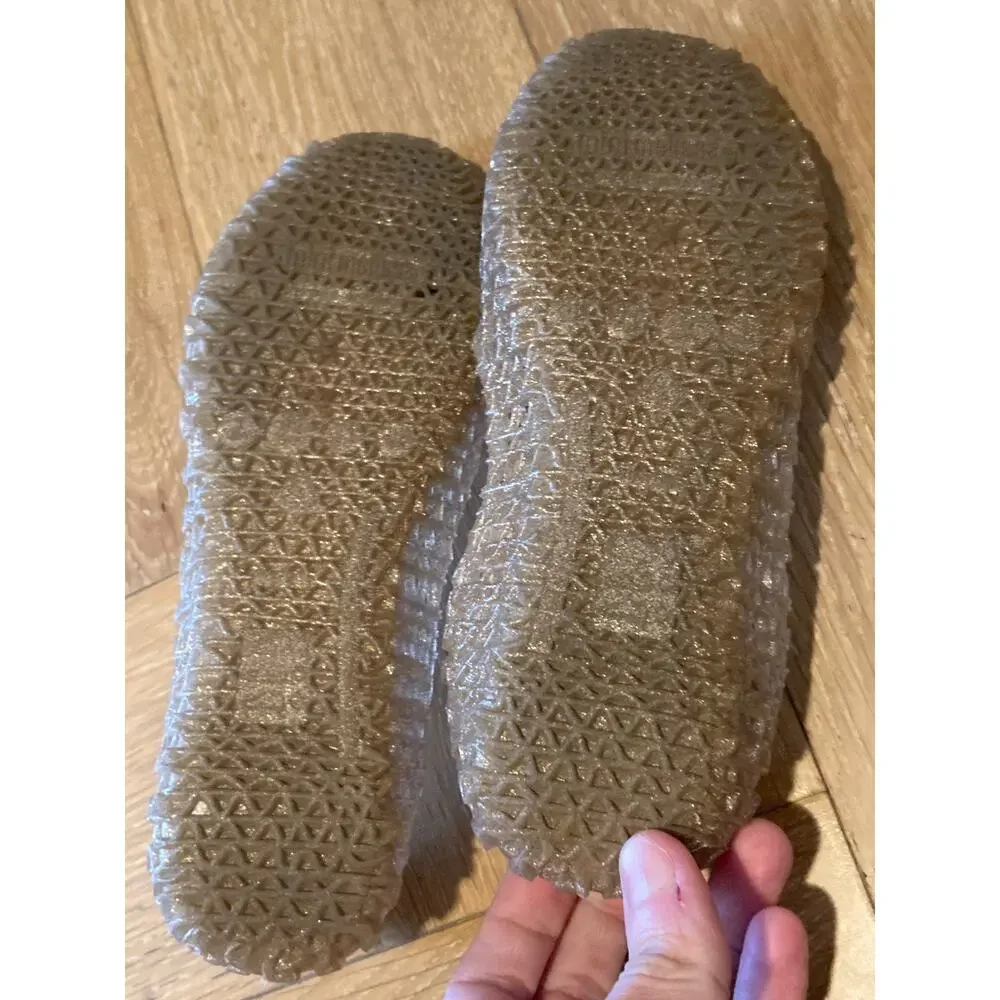 Mini Melissa Campana Jellies Jelly Flats Gold Metallic Tan Sz 2